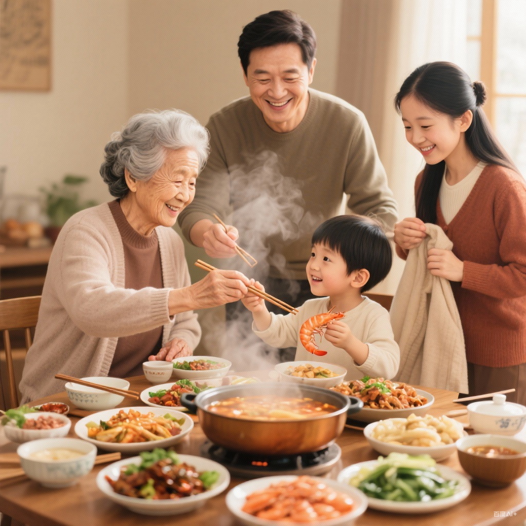 Three generations of a Chinese family together