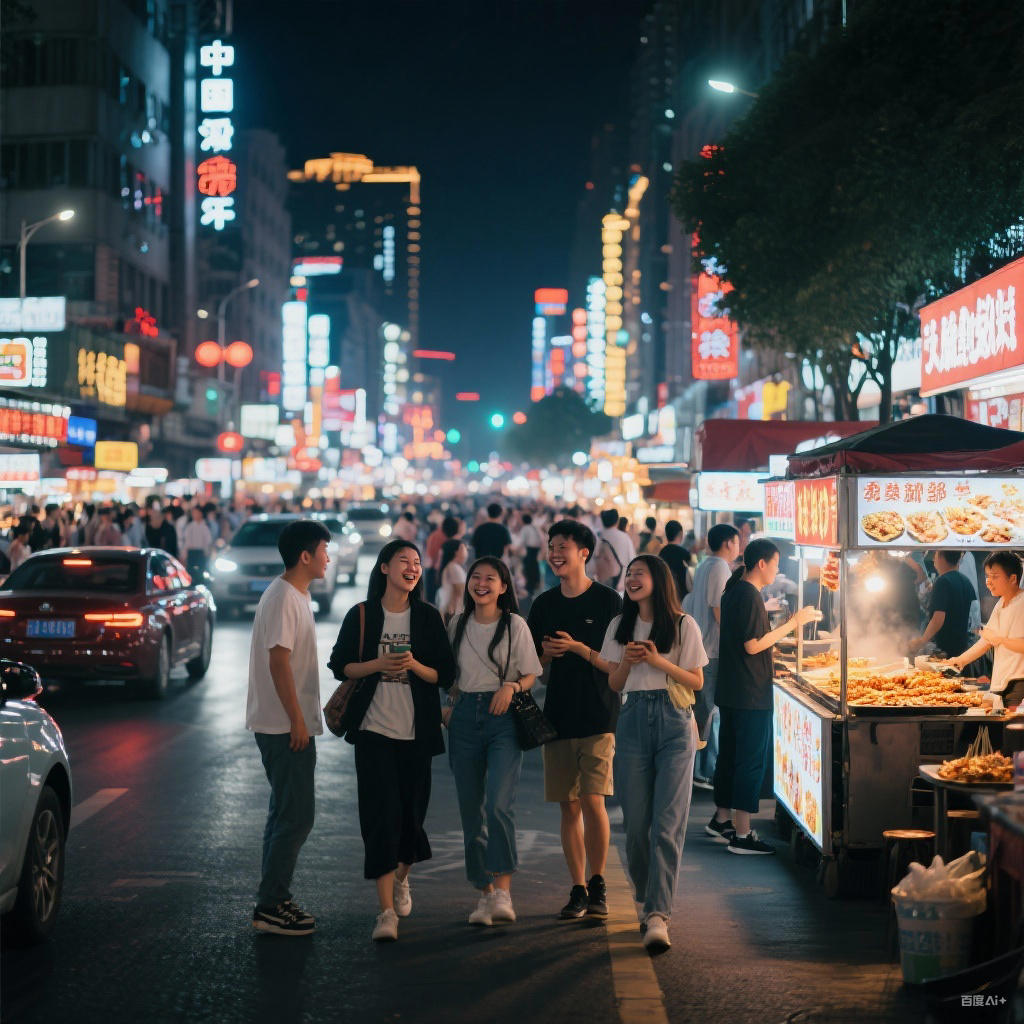Busy nightlife scene in mainland China
