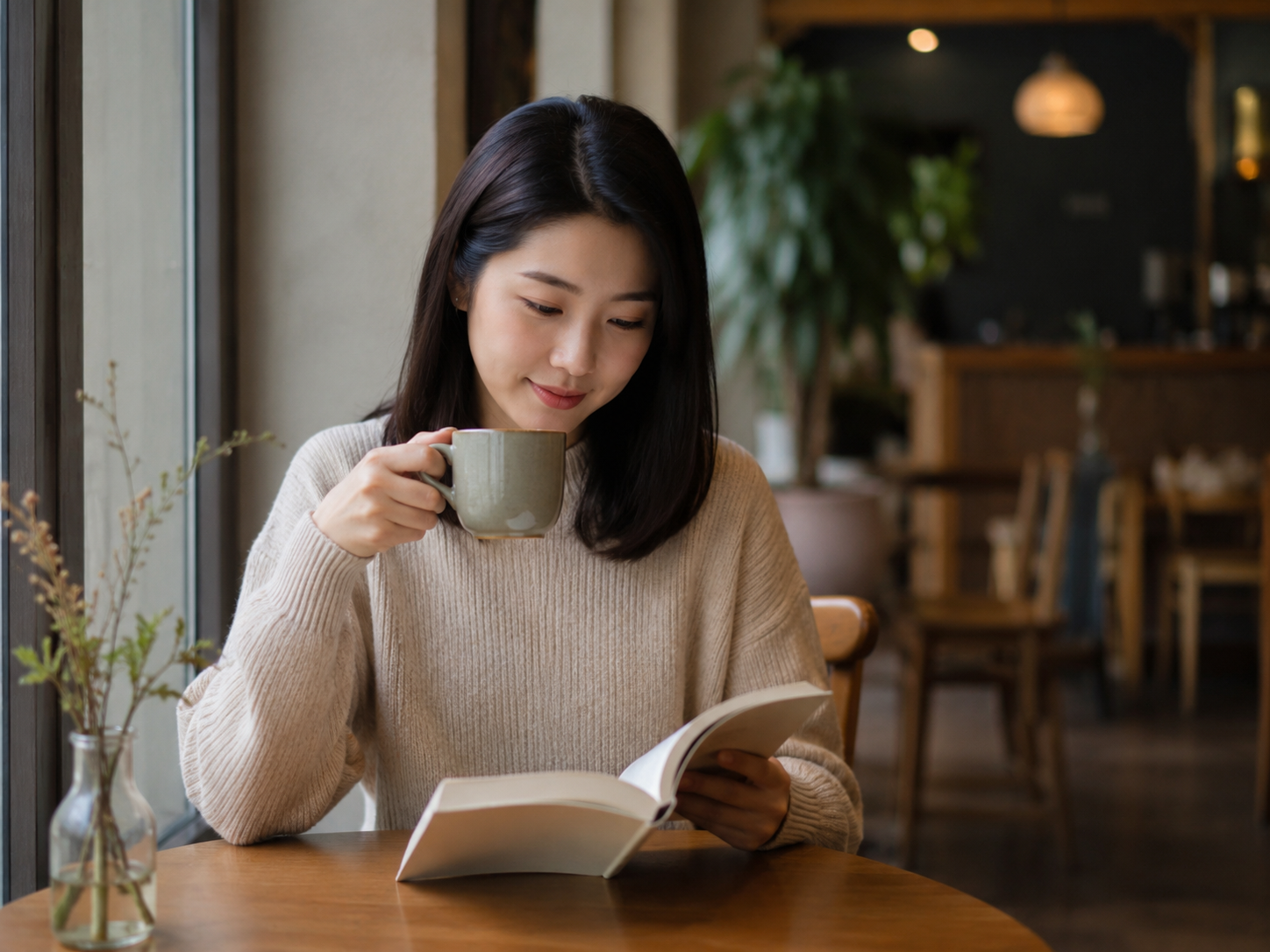 PD-09 在咖啡馆喝咖啡	Drinking Coffee at a Café