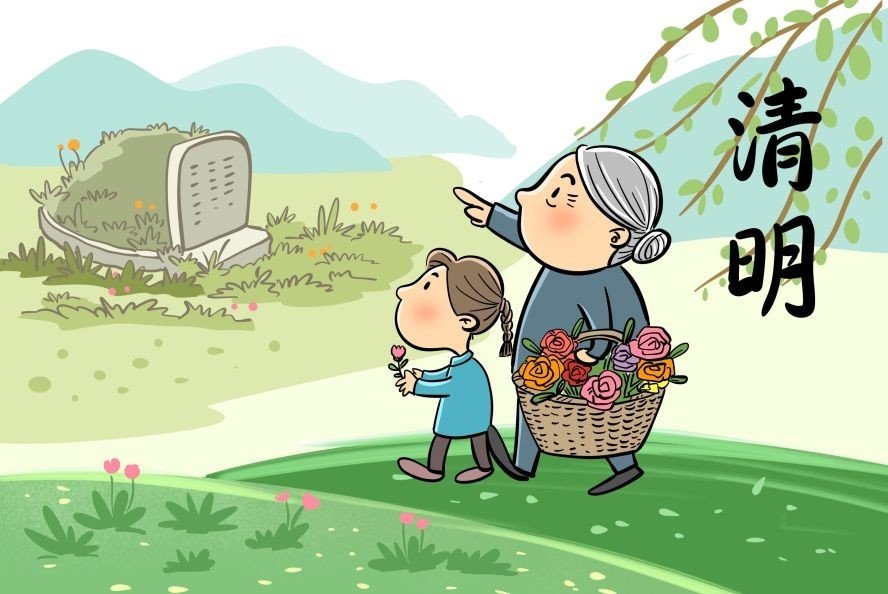 Qingming Festival spring scenery and ancestor remembrance